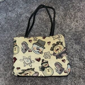 Blair Tapestry Christmas Snowmen Holiday Tote
